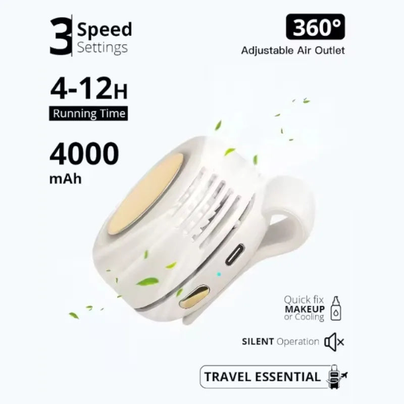 Mini Ventilador Portátil USB Recargable Silencioso