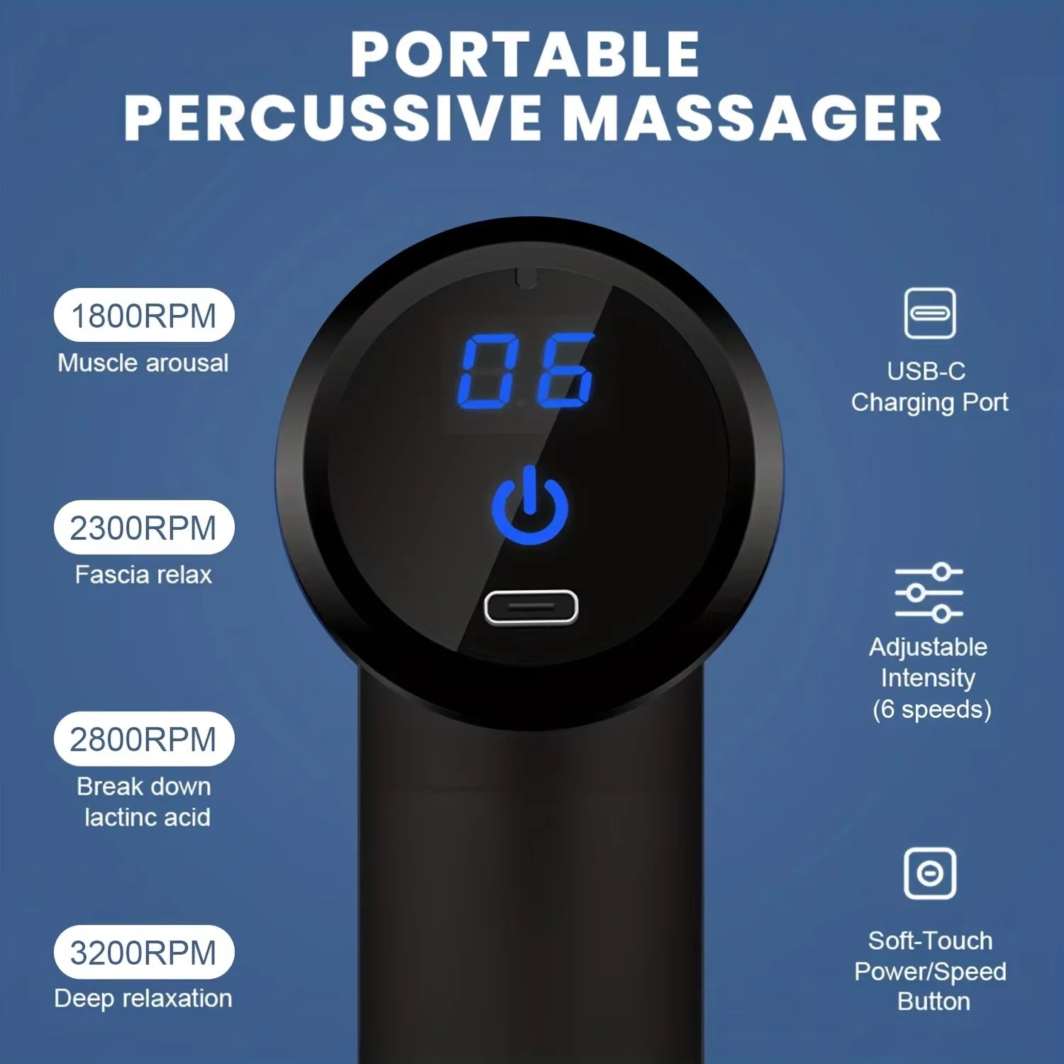 pistola de masaje Eléctrica profesional-cabezales
